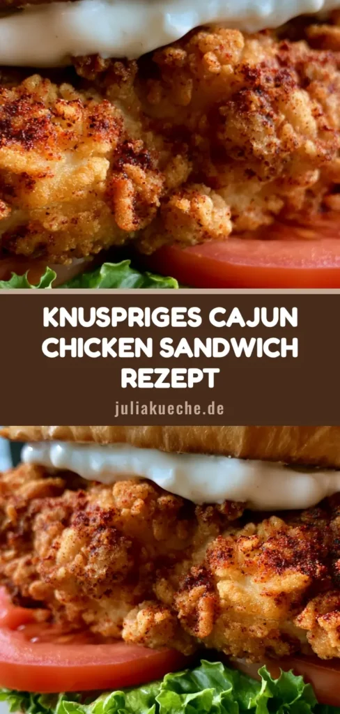 Nahaufnahme eines Cajun Chicken Sandwich mit knusprigem Hähnchen, Aioli und Brioche-Bun auf einem neutralen Teller.