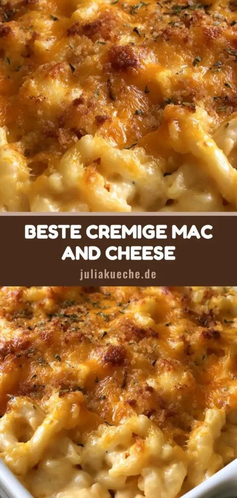 Mac and Cheese Rezept: Das ultimative cremige Wohlfühlessen mit Knusperkruste 3 Ein köstliches Mac and Cheese Rezept in einer weißen Auflaufform mit goldbrauner Käsekruste und getrockneten Kräutern.