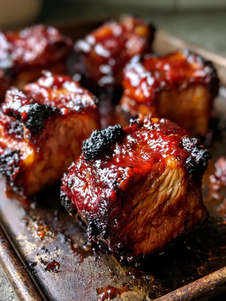 Rippchen aus dem Ofen: Das ultimative Rezept für butterzarte BBQ-Ribs 1 Gebackene Rippchen aus dem Ofen mit knusprigen dunklen Rändern auf rustikalem Blech.