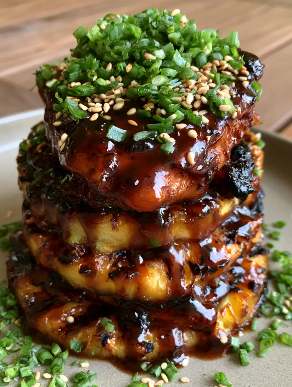 Nahaufnahme von gegrilltem Hähnchen mit glänzender Teriyaki-Glasur und Sesam. (Huli Huli Hähnchen Rezept)