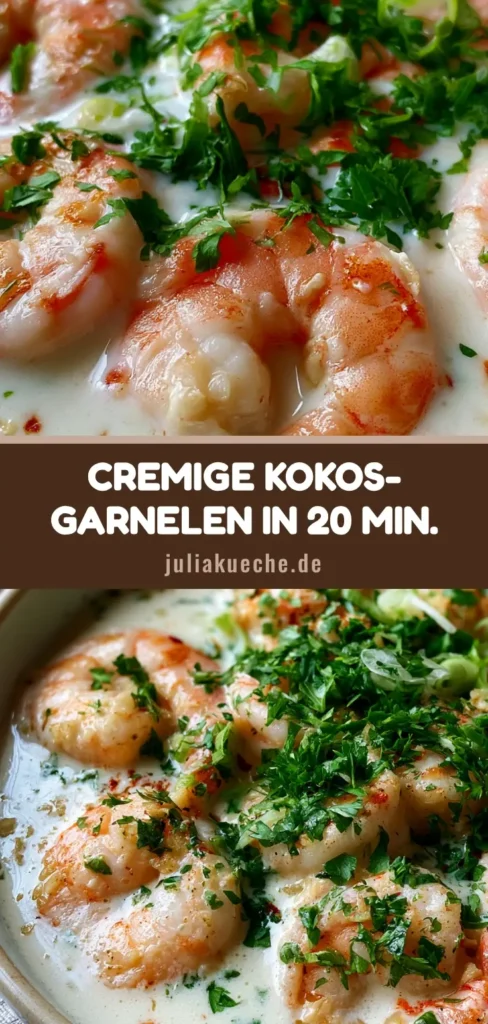 Garnelen in Kokosmilch: Das ultimative 15-Minuten-Rezept für Feinschmecker 4 Saftige Garnelen in Kokosmilch mit Knoblauch, Petersilie und Chiliflocken in einer Schüssel.