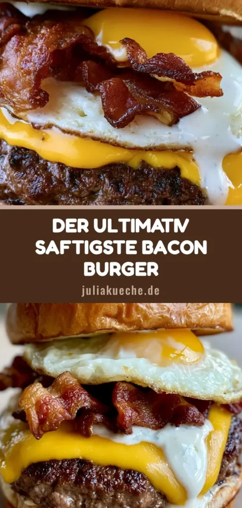 Bacon Cheese Burger Rezept: Der ultimative Gourmet-Burger mit Spiegelei 4 Ein hoch gestapelter Gourmet-Burger mit flüssigem Eigelb, geschmolzenem Käse und krossem Speck - Bacon Cheese Burger Rezept.