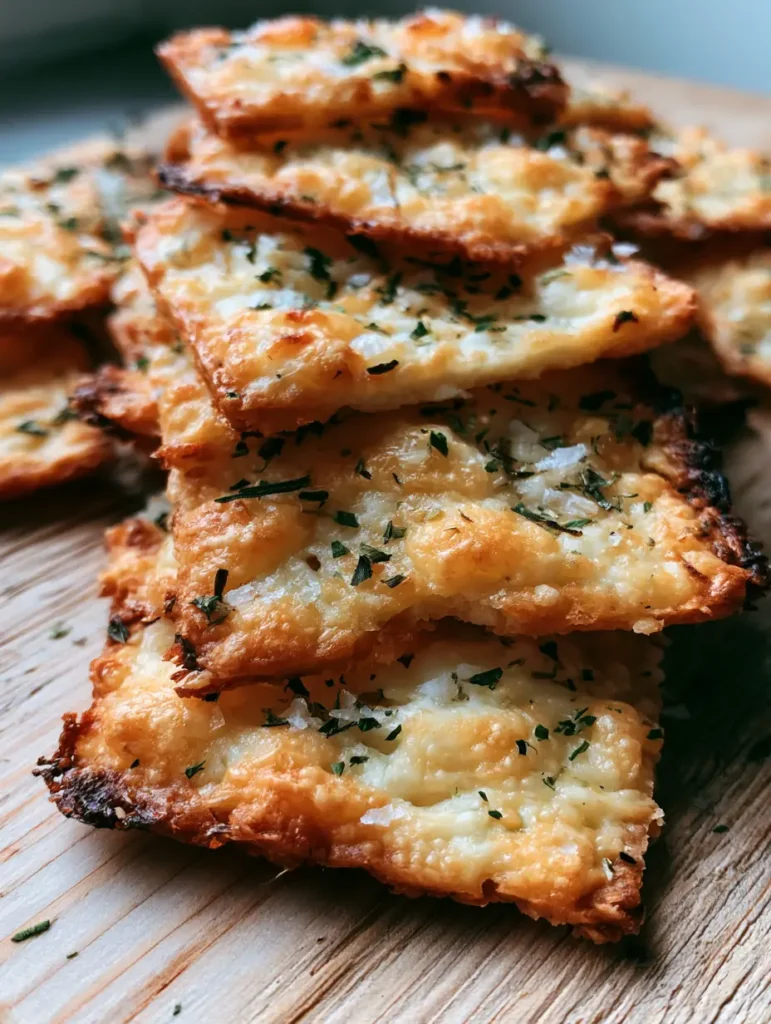 Nahaufnahme von gebackenem körnigem Frischkäse mit krossen Kanten und Kräutern.