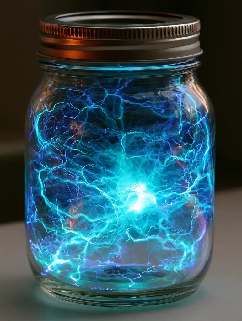 Detaillierte Ansicht der elektrischen Plasma-Filamente in einem klaren Glas.