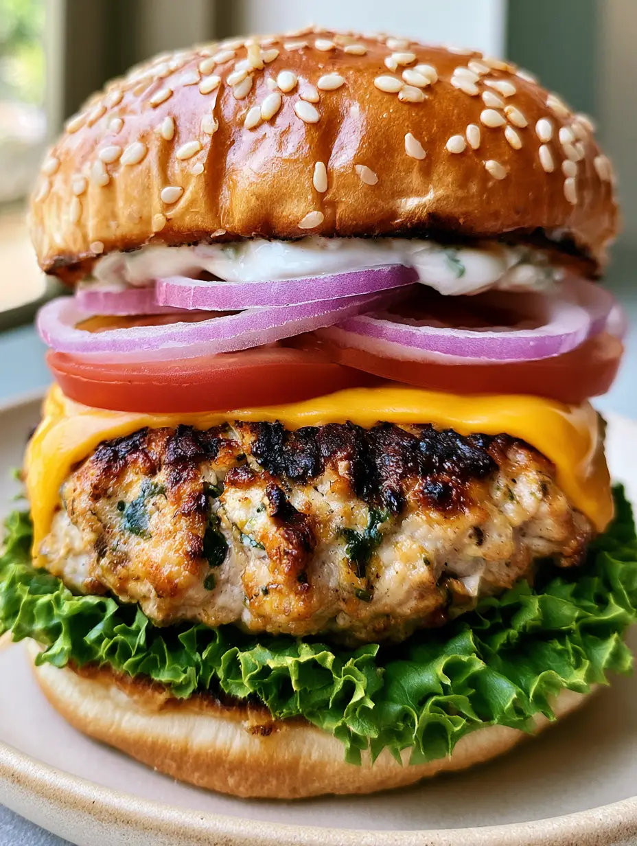 Putenburger Rezept: Saftig, würzig & in 20 Minuten auf dem Tisch 4 Nahaufnahme eines Putenburgers mit deutlich sichtbaren Kräutern im Patty und fließendem Cheddar-Käse. (Putenburger Rezept)