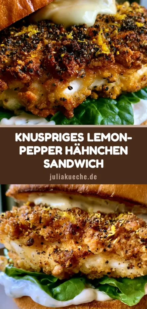 Ein saftiges Hähnchen Sandwich Rezept mit kross panierter Hähnchenbrust, Zitronenzeste und Aioli auf einem Brioche Bun.