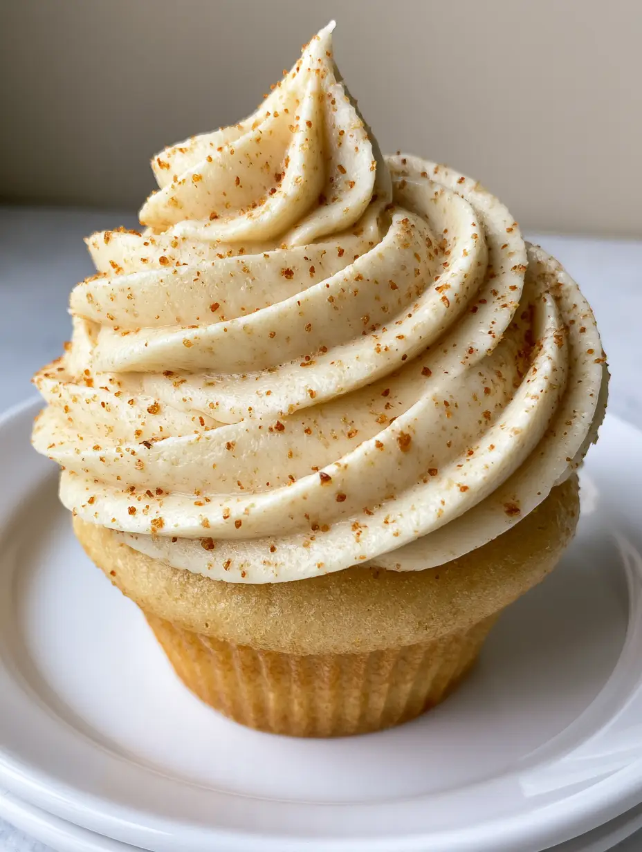 Makro-Aufnahme von Nussbutter Frosting mit feinen braunen Röststoffen und einer samtigen Textur auf einem goldenen Biskuit.